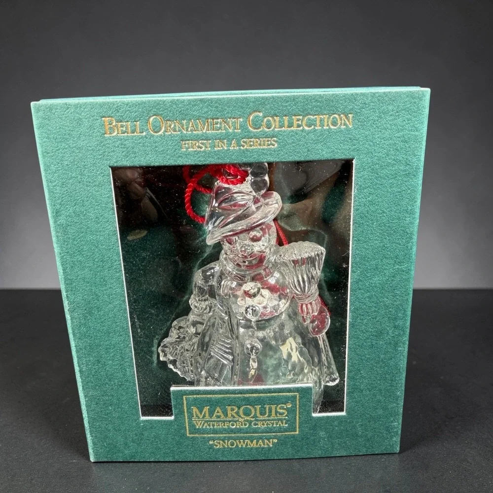 Marquis by Waterford Crystal Snowman Bell Ornament 1st‎ Issue Germany Boxed